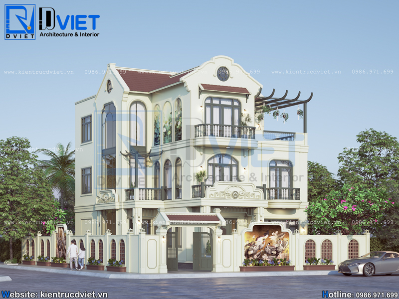 Thiết kế biệt thự 3 tầng indochine (Đông Dương) 10x12m tại Hải Phòng BT 136