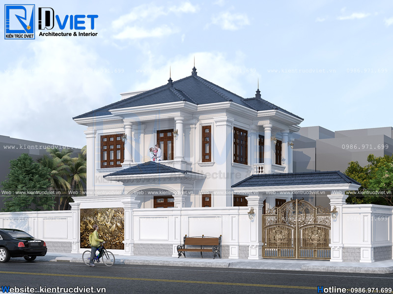 Thiết kế biệt thự tân cổ điển mái Nhật 2 tầng 10x10m tại Mỹ Hào - Hưng Yên BT 119