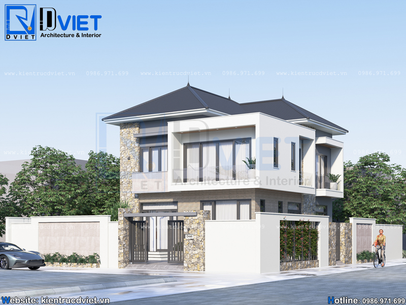 Thiết kế biệt thự hiện đại 2 tầng mái Nhật 8x12m tại Yên Khánh - Ninh Bình BT 134