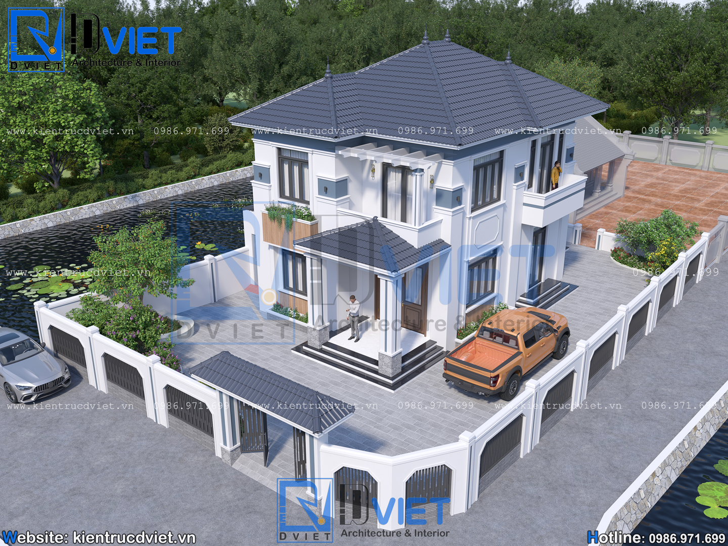 Thiết kế biệt thự 2 tầng mái Nhật 8x11m hiện đại tại Ninh Bình