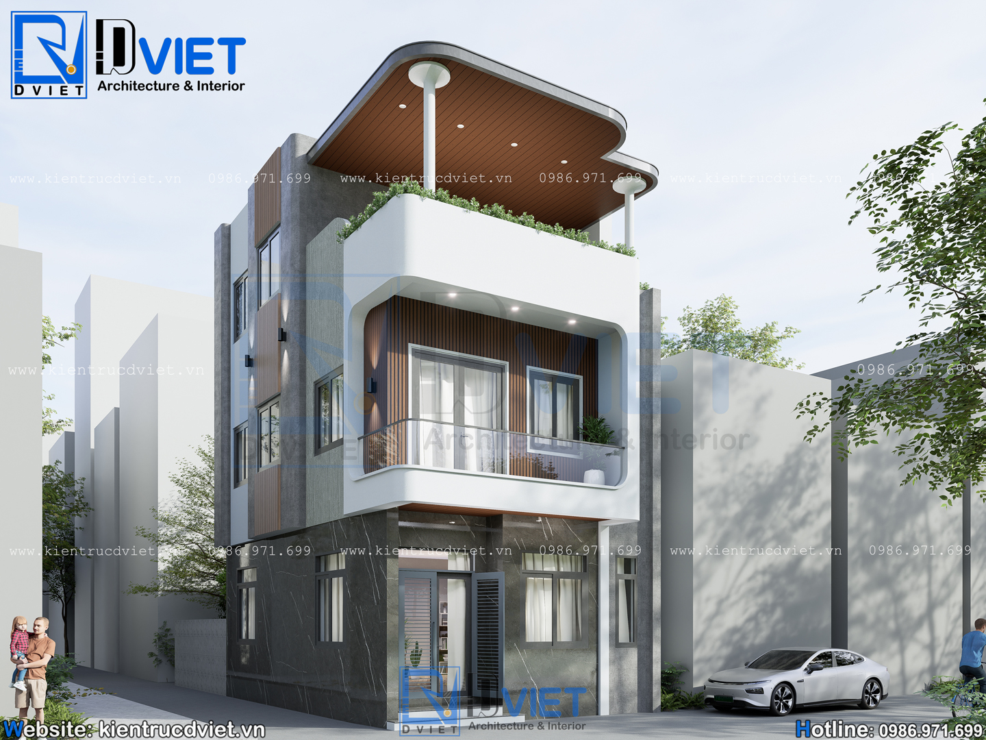 Thiết kế biệt thự phố 2 tầng 1 tum hiện đại 6x9m trên khu đất méo 2 mặt tiền tại Gia Lộc - Hải Phòng