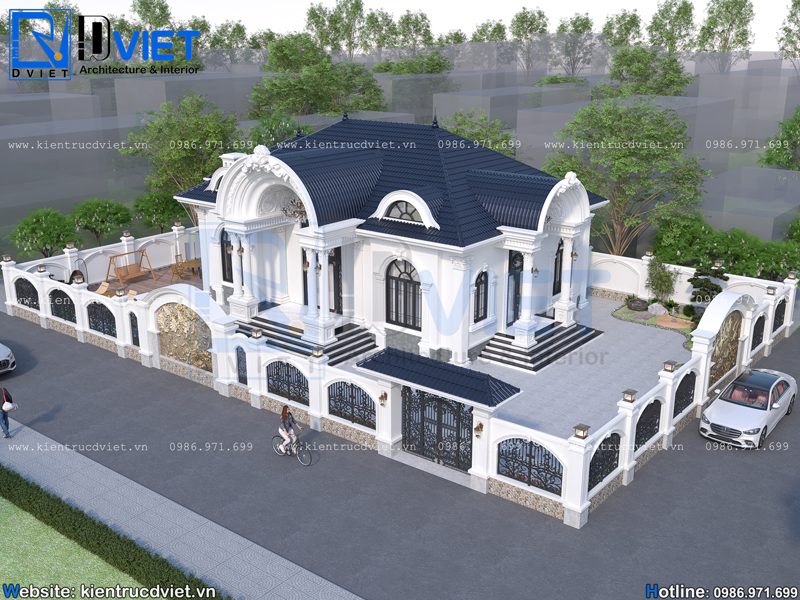 Thiết kế biệt thự tân cổ điển 1 tầng mái Nhật 17x10m tại Thanh Hoá BT 135