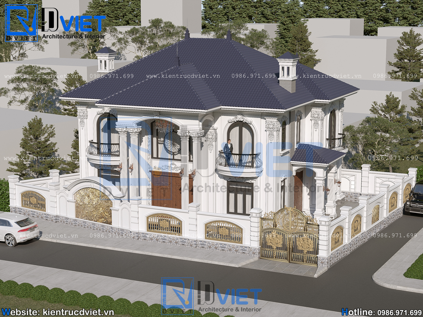 Thiết kế biệt thự tân cổ điển 2 tầng mái Nhật 12x10m tại Hưng Yên BT 141